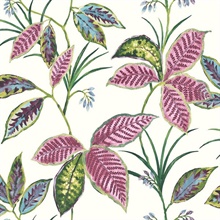 Off White & Pink Commercial Leaves Wallpaper