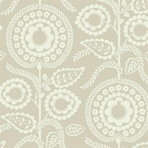 Off White Pomegranate Bloom Prepasted Wallpaper