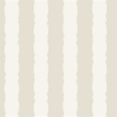 Off White Scalloped Vertical Beach Stripe Wallpaper