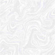 Off-White Metallic Oil & Water Marble Swirl Wallpaper