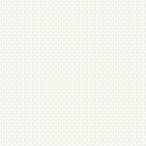 Off-White & Taupe Petal Modern Fleur de lis Wallpaper