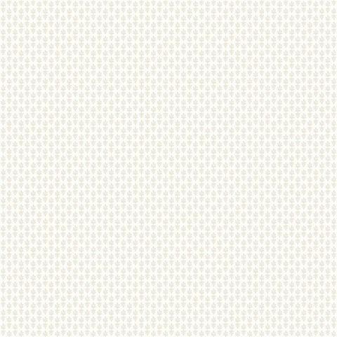 Off-White & Taupe Petal Modern Fleur de lis Wallpaper