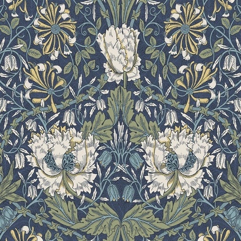 Ogee Flora Botanical Indigo Dye & Sage Peel and Stick Wallpaper