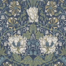 Ogee Flora Botanical Indigo Dye & Sage Peel and Stick Wallpaper
