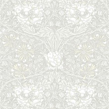 Ogee Flora Large Floral & Leaf Damask Beige Wallpaper
