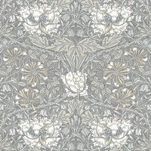 Ogee Flora Large Floral &amp; Leaf Damask Grey Wallpaper
