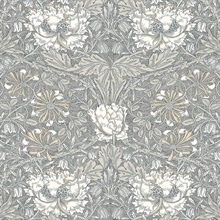 Ogee Flora Large Floral & Leaf Damask Grey Wallpaper