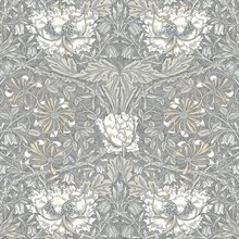 Ogee Flora Large Floral & Leaf Damask Grey Wallpaper