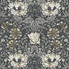 Ogee Flora Large Floral & Leaf Damask Grey Wallpaper