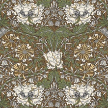 Ogee Flora Large Floral & Leaf Damask Orange Wallpaper