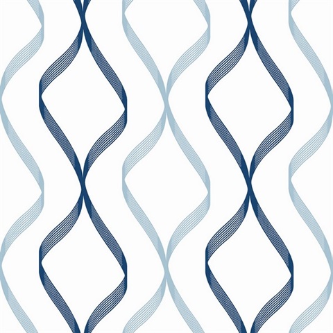 Ogee Ribbon Geometric Celtic Blue & Dewdrop Peel and Stick Wallpaper
