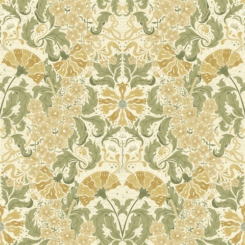 Ojvind Gold Floral Ogee Wallpaper