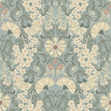 Ojvind Light Blue Floral Ogee Wallpaper