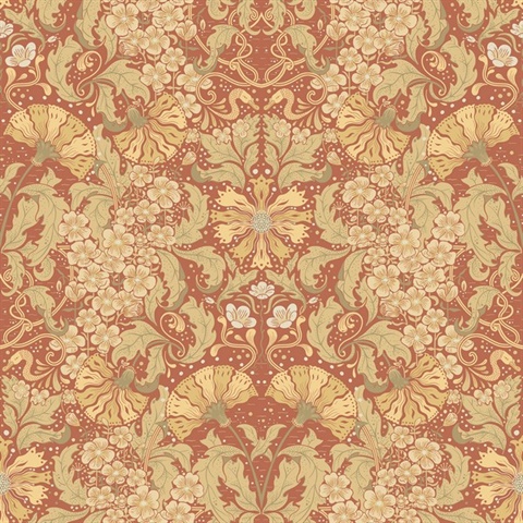 Ojvind Rust Floral Ogee Wallpaper