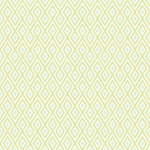 Olive, Blue & White Commercial Geometric Wallpaper