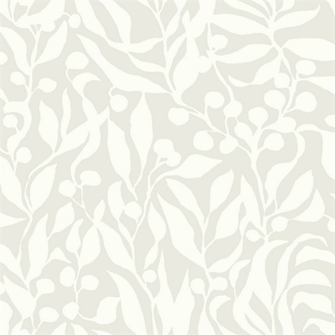 Olive Mill Salt Mediterranean Silhouette Fruit Branch Wallpaper