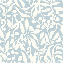 Olive Mill Sky Blue Mediterranean Silhouette Fruit Branch Wallpaper