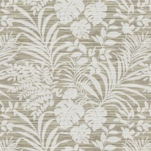 Olive Tropical Leaf Textile String Wallpaper
