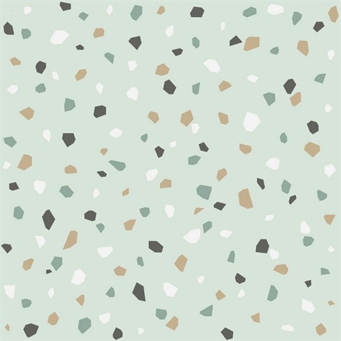 Ona Mint Terrazzo Crushed Stones Wallpaper