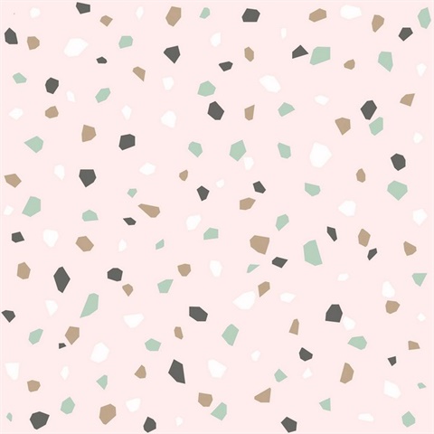 Ona Pink Terrazzo Crushed Stones Wallpaper