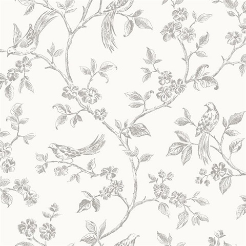 Ophelia Grey Bird Trail Wallpaper