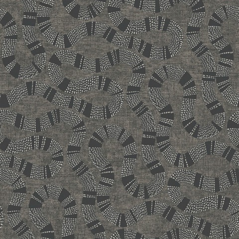 Ophidia Black Textured Snake Wallpaper