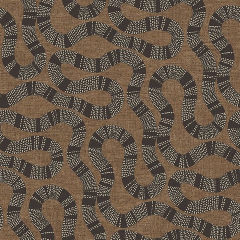 Ophidia Brown Textured Snake Wallpaper