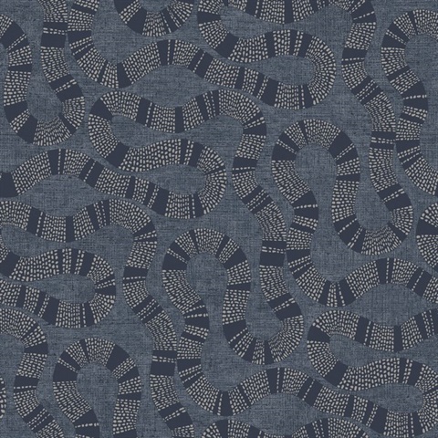 Ophidia Navy Textured Snake Wallpaper