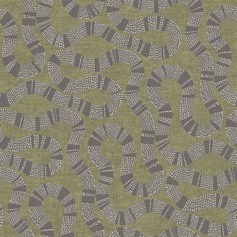 Ophidia Olive Textured Snake Wallpaper