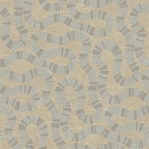 Ophidia Taupe Textured Snake Wallpaper