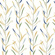 Orange & Blue Chloe Vine Vertical Stripe Wallpaper