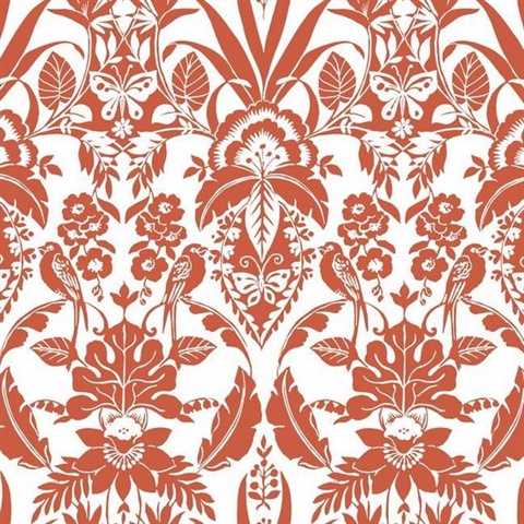 Orange Botanical Damask