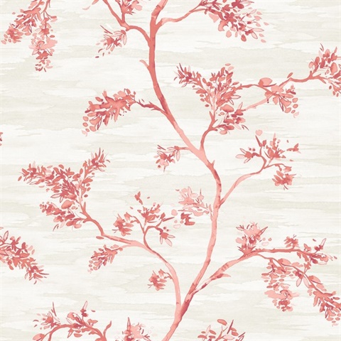 Orange Commercial Watercolor Branches Wallpaper