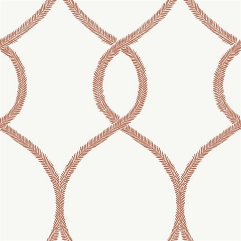Orange Laurel Leaf Ogee Geometric  Wallpaper