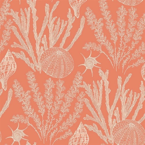 Orange & White Commercial Coral Wallpaper