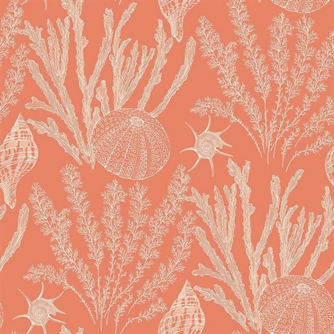 Orange & White Commercial Coral Wallpaper