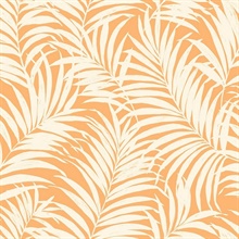 Orange & White Commercial Tropical Palm Leaves Wallpaper