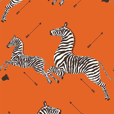 WP81388M-012 | Orange Zebra Wallpaper | Wallpaper Boulevard