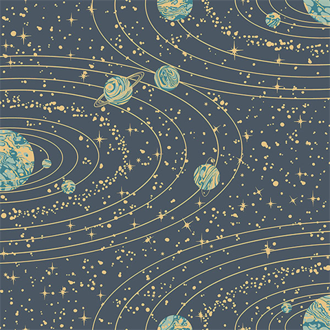 Orbit Navy Blue Space Wallpaper