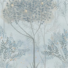 Orchard Blue and Grey Wallpaper