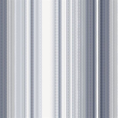Organic Multistripe Navy & White Wallpaper