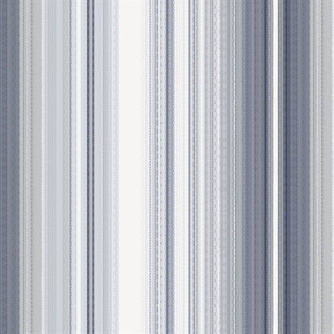 Organic Multistripe Navy & White Wallpaper