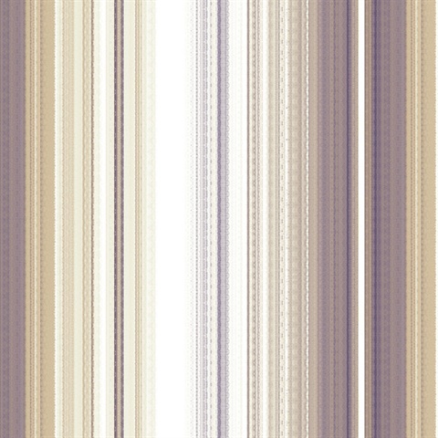 Organic Multistripe Purple & Metallic Wallpaper