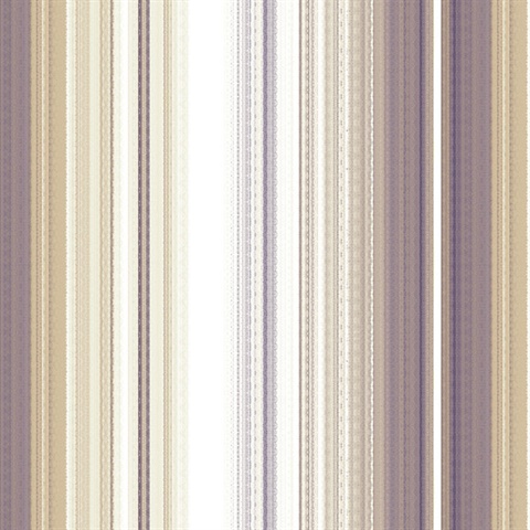 Organic Multistripe Purple & Metallic Wallpaper