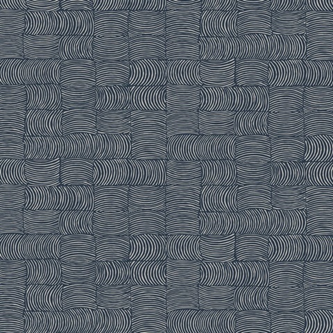 Organic Squares Geometric Blue Denim Peel and Stick Wallpaper