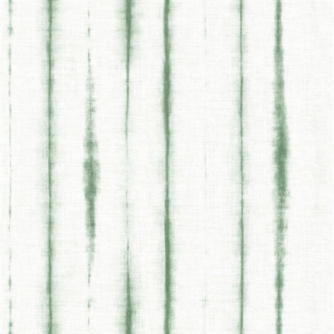 Orleans Green Shibori Faux Linen Vertical Stripe Wallpaper