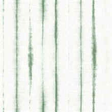 Orleans Green Shibori Faux Linen Vertical Stripe Wallpaper