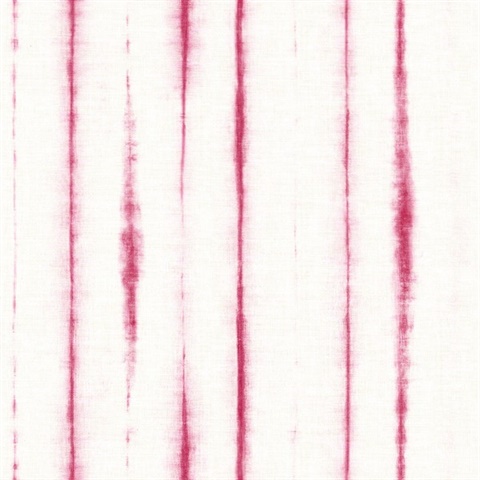 Orleans Pink Shibori Faux Linen Vertical Stripe Wallpaper