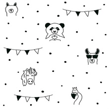 Orlow Black Panda &amp; Unicorn Wallpaper