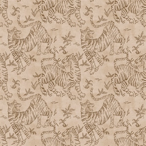 Orly Tigers Blush Animal Toile Wallaper
